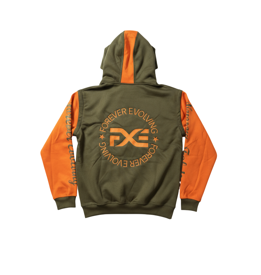 Olive Green and Orange Detachable Sweatsuit with Built in Ski Mask