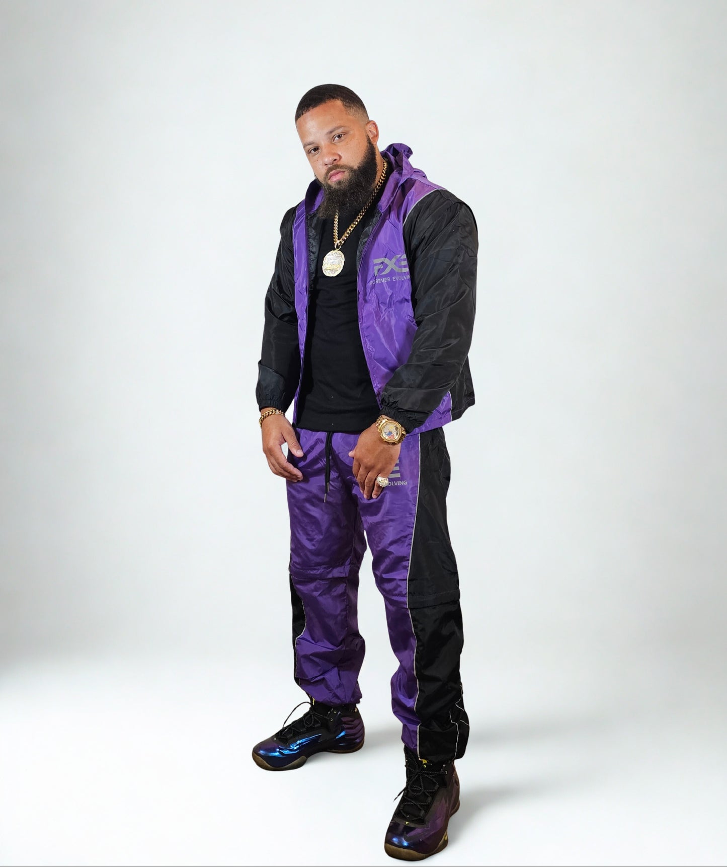 Purple and Black detachable Nylon Tracksuit