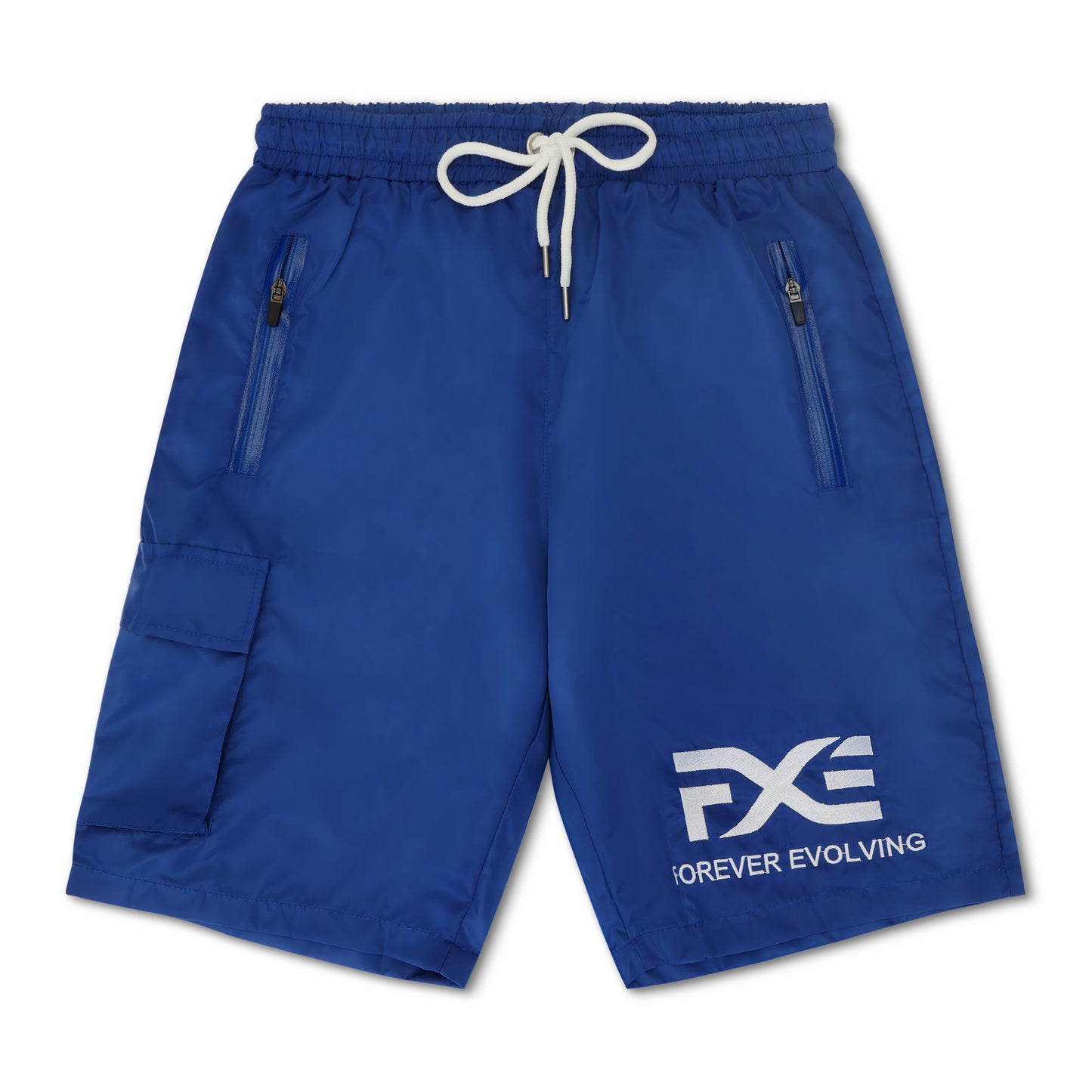 White and Blue Hooded Short Set