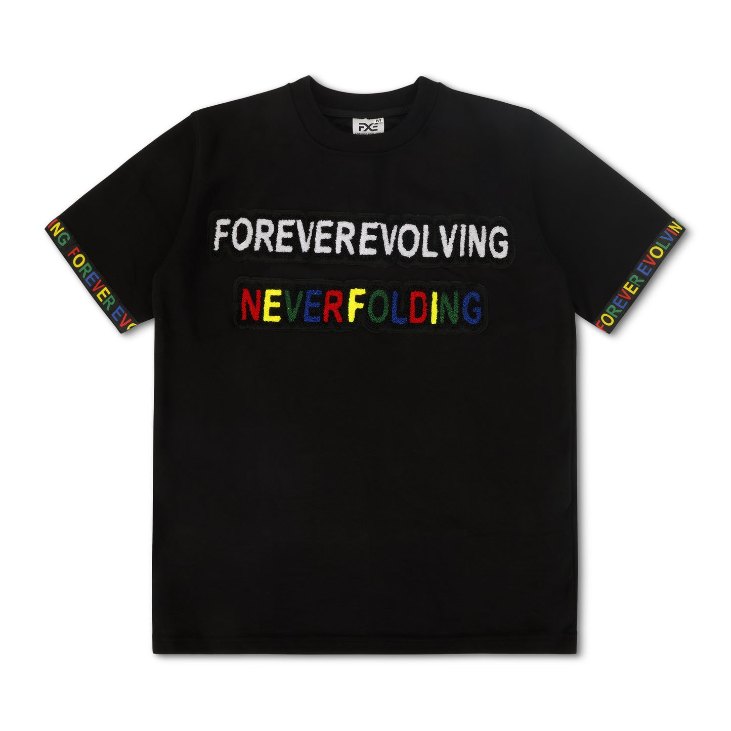 Chenille embroidered Forever Evolving Never Folding Tee