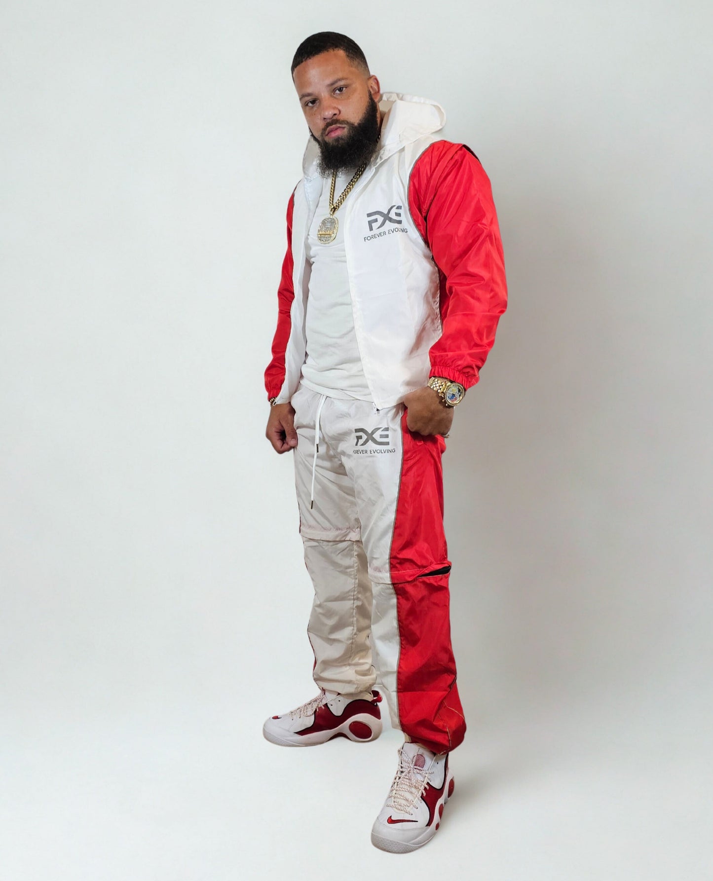 White and Red Detachable tracksuit
