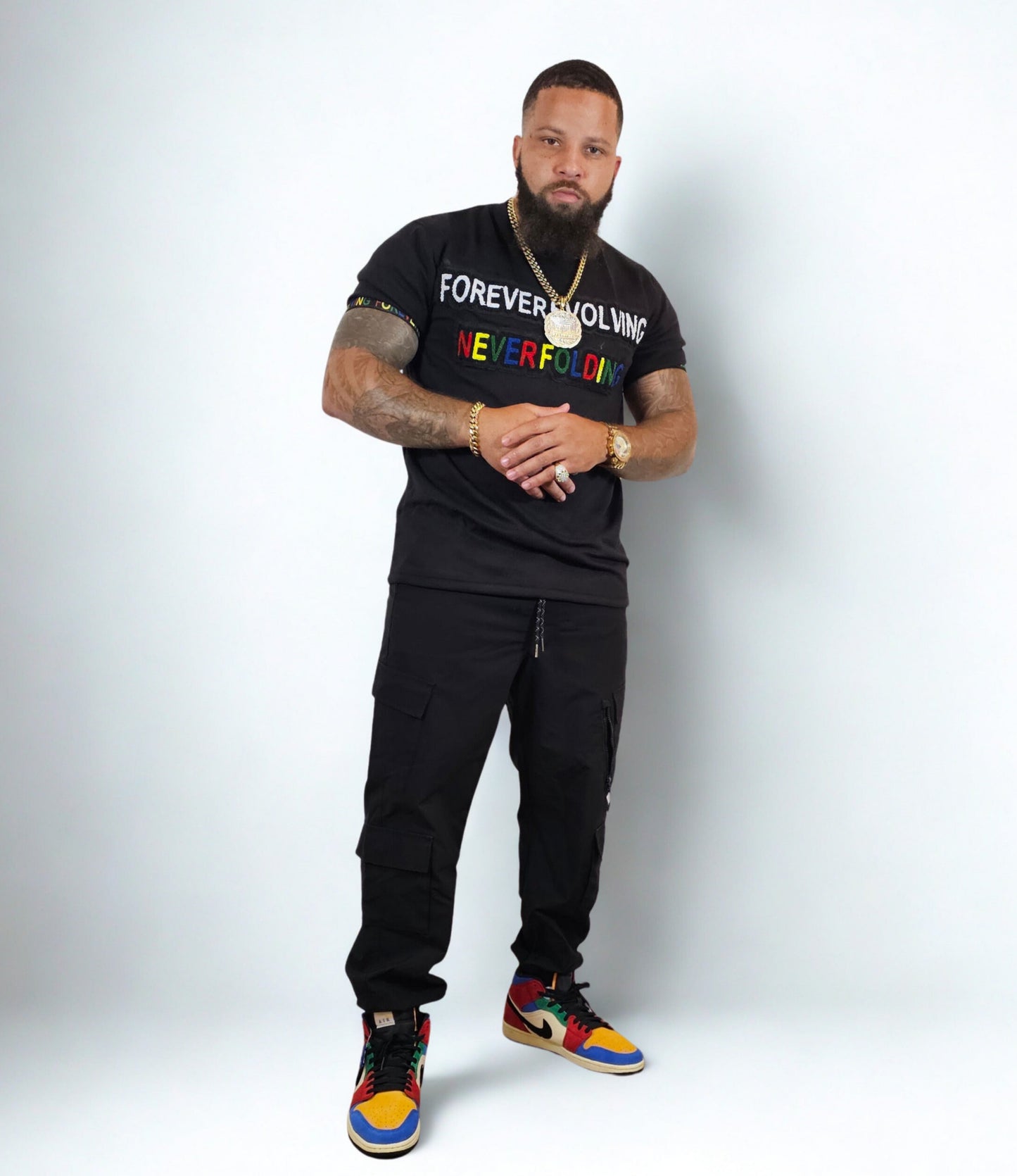 Chenille embroidered Forever Evolving Never Folding Tee