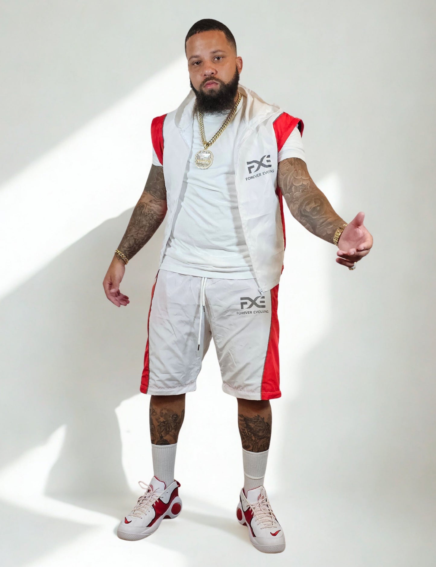 White and Red Detachable tracksuit