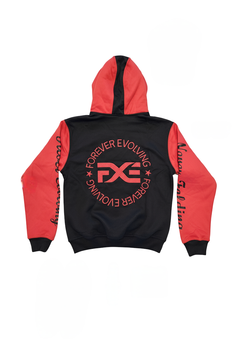 Black and Red Detachable Sweatsuit with Built in Ski Mask