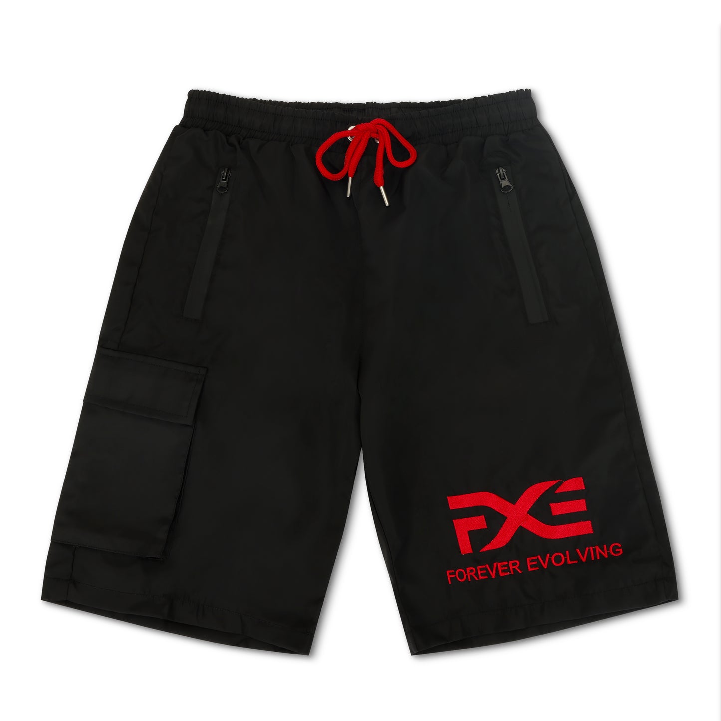 Red and Black Hooded Short Set