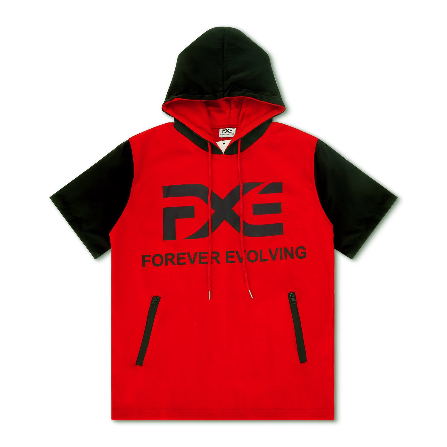 Red and Black Hooded Short Set
