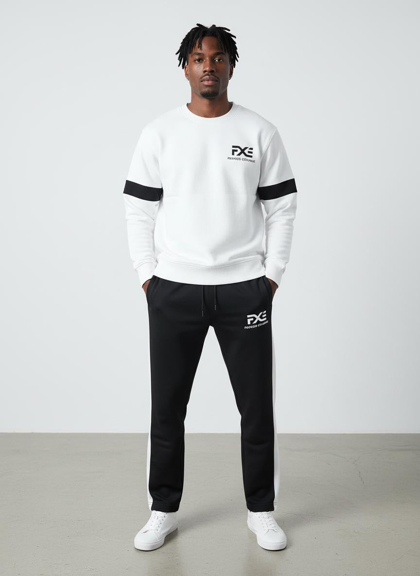 White and Black crew neck sweatsuit